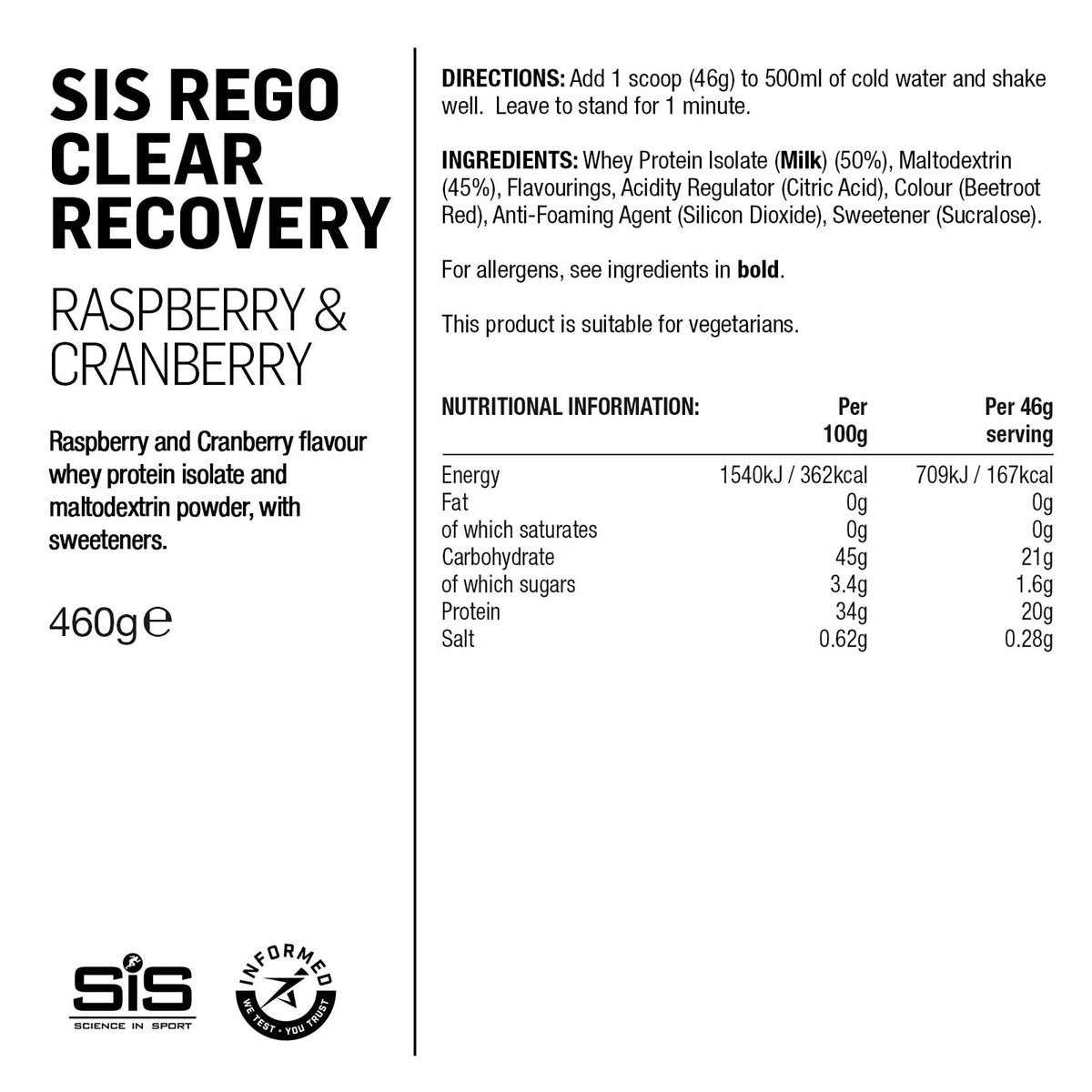 SIS REGO Clear Polvo Recuperador 460g Frambuesa/Arándano Rojo #2